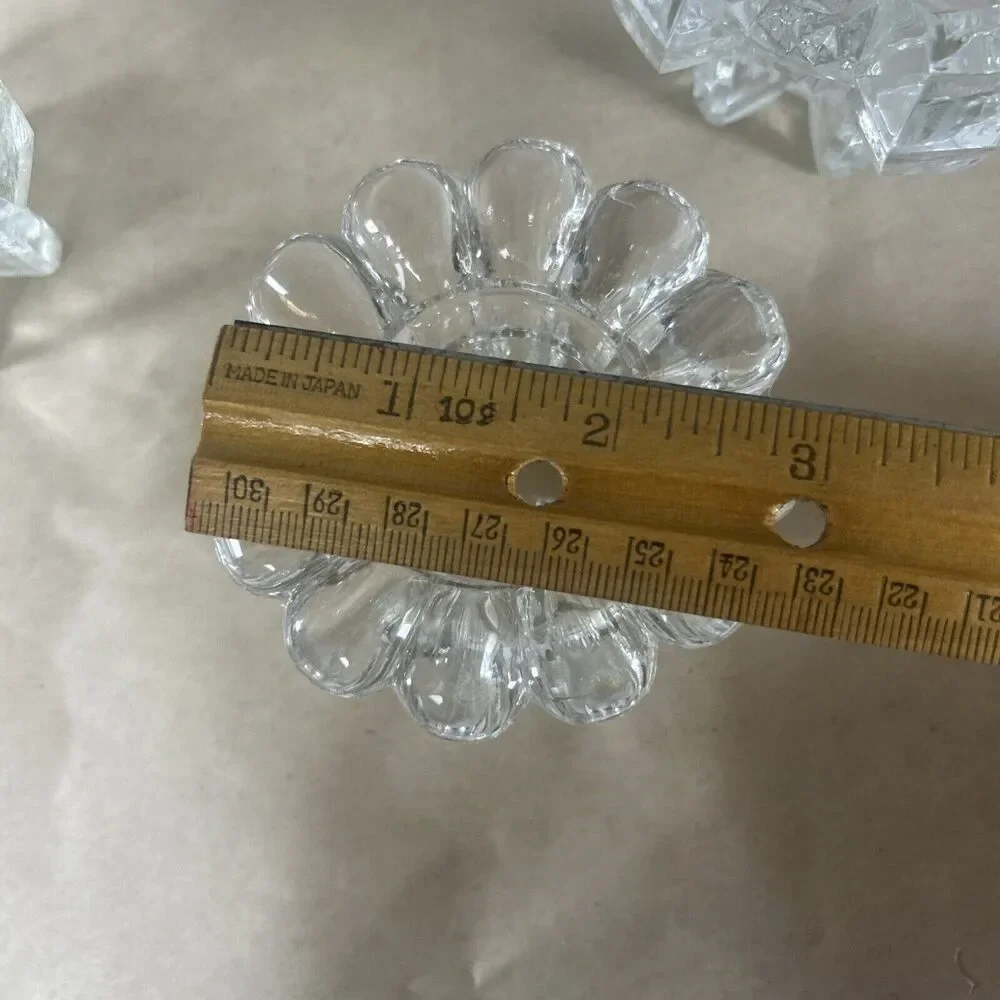 Vintage Heavy Clear Glass Candle Holders Set of 3 – Germany – Taper Stick Style